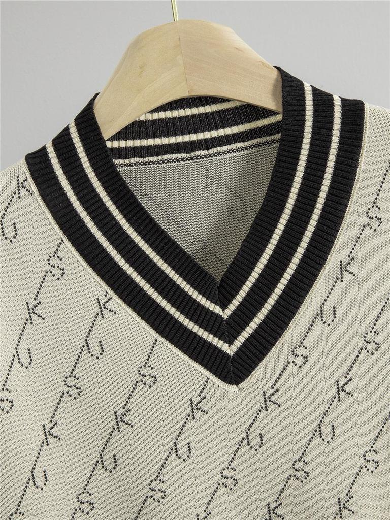 Женский осенне-зимний комплект в полоску: вязаный свитер и брюки-палаццо - стиль «маленький аромат», повседневная спортивная одежда