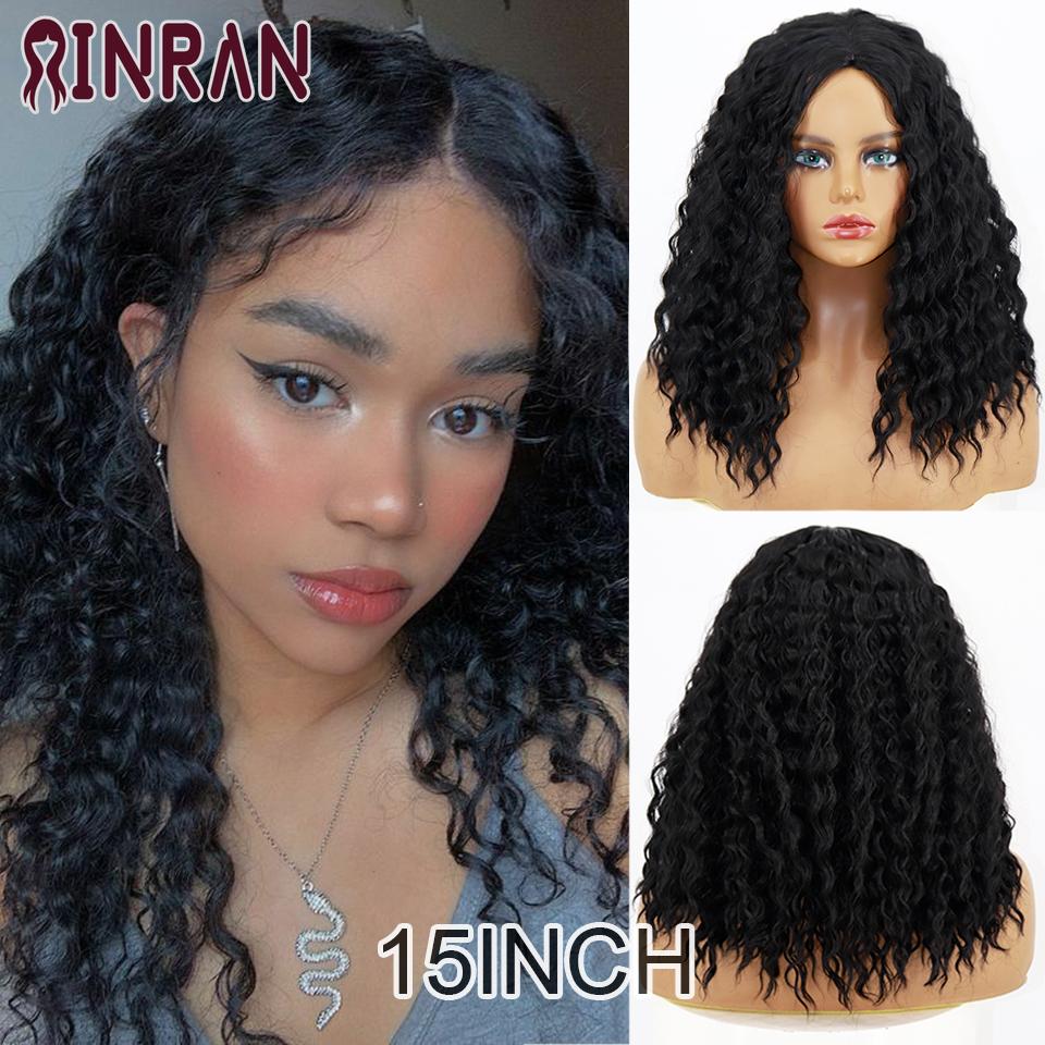 XINRAN Короткий вьющийся парик блондинки для чернокожих женщин, афро-кудрявый вьющийся парик с челкой, синтетический натуральный бесклеевой парик с эффектом омбре, коричневый блондин, парик для косплея