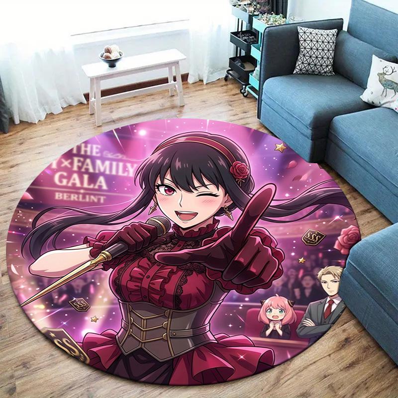 Spyxfamily Round Area Rug Carpet Rug For Living Room Bedroom Sofa Playroom Decor Nonslip Floor Mat