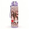1PC Glitter Heart Rose Pattern Print 750ml Color Plastic Sports Water Bottle Leakproof Flip Straw Lid Suitable for Sports Office Home Use