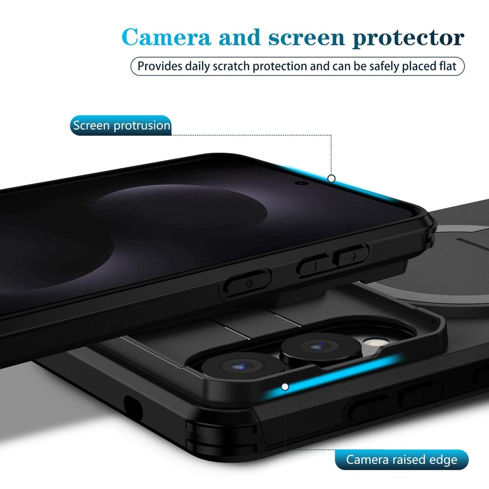 Роскошный бронированный магнитный чехол для Samsung Galaxy S25 Edge S26 S24 S23 S22 Plus Ultra FE A15 A26 Крышка с подставкой для объектива Беспроводная зарядка