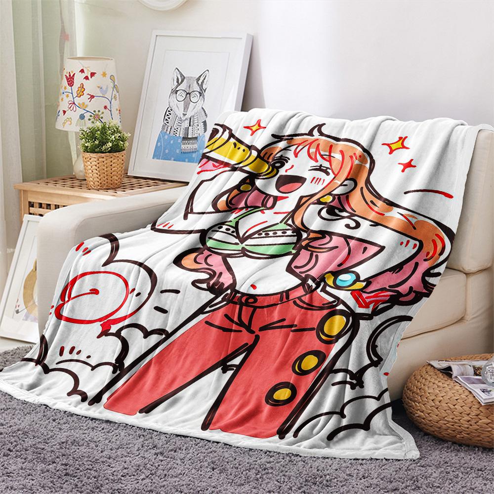 1PC One Piece Nami Patterned Flannel Blanket Suitable For All Seasons For Home Decor Warmth And Comfort Gifts Holiday Present