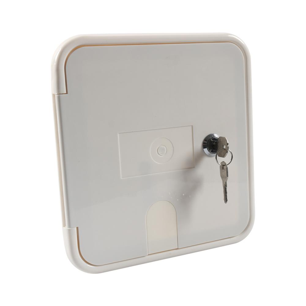 White RV Electrical Cord Access Door Camper Trailer Power Cable Hatch W/ 2 Keys