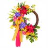 Spring/Summer Bright Rattan Wreath: Vibrant Front Door Decoration with Artificial Flowers