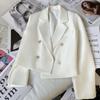 Double-breasted White Blazer Female Slim Spring Solid Color Temperament Long-sleeved Short Suit
