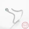 Creative S925 Silver Ring for Women Fashion Snake Shape Adjustable Zircon Ring Sterling Silver Jewelry Simple Wedding Engagement Sterling Silver Ring