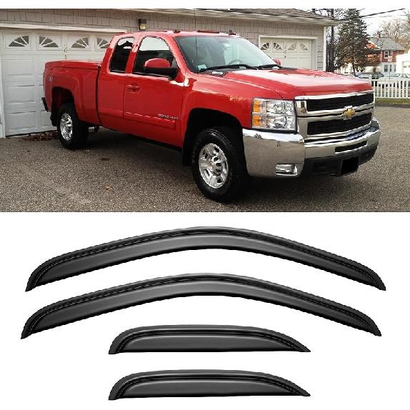 Window Rain Guards Visors For 2009-2018 Dodge Ram 1500 Quad Cab, Out-Channel Window Vent Wind Shades Deflectors For 09-18 Ram 1500 Extended Cab