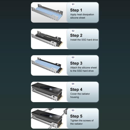 Охладитель радиатора SSD с вентилятором Простой в использовании Универсальная совместимость 5V 3-контактный ARGB Охладитель SSD M.2 Радиатор для жесткого диска