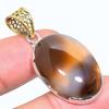 Natural Botswana Agate Gemstone 925 Sterling Silver Two Tone Pendant 1.73" i4P87