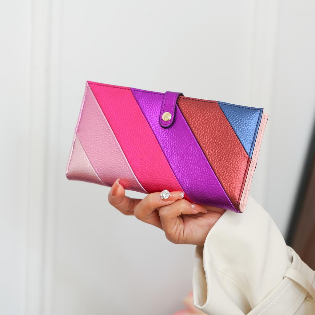 Card Holder Women's Wallet Female Student ID Long Anti-Theft Swiping Clutch High Sense Pu Card Holder Cute Coin Purse