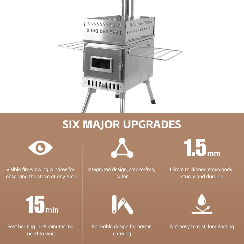 Сауна-печь дровяная печь для сауны для пикника, палатка для кемпинга, складная портативная портативная печь с окном