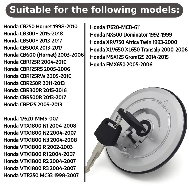 Motorcycle Fuel Tank Cap For Honda Africa Twin FMX650 XRV750 FMX 650 MSX125 Transalp XLV 650 XL650 Grom125 XRV 750 17620-MCB-611