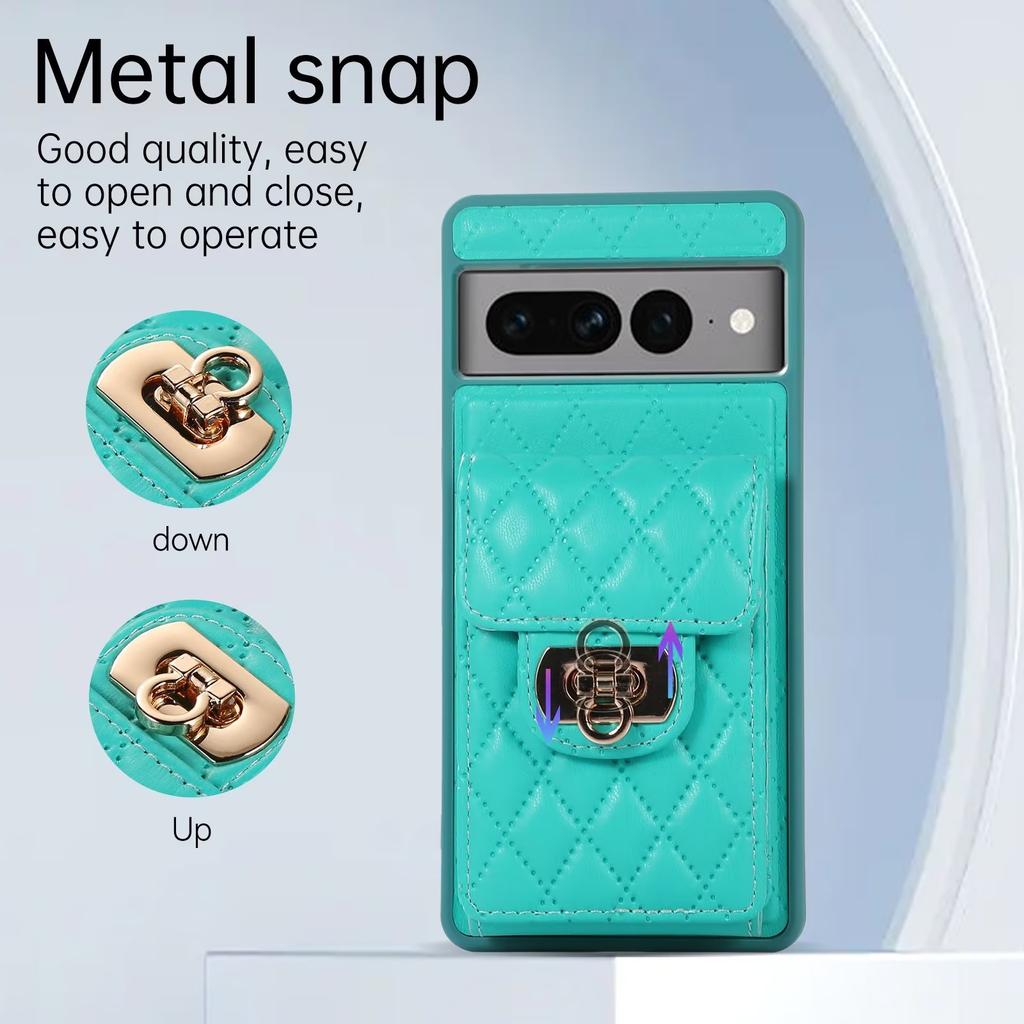 Crossbody Necklace Strap Lanyard Leather Cover for Google Pixel 7 Pro 7A 6A Wallet Card Holder Metal Buckle Phone Bag Coin Purse