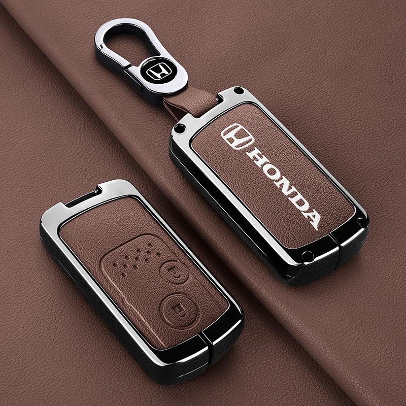 CPO1 Zinc Alloy Leather New Car Key Case Fob Cover For Honda Fit Jazz Shuttle GP2 Spada StepWgn RG1 Freed Spike Ge6 2/3 Accessories