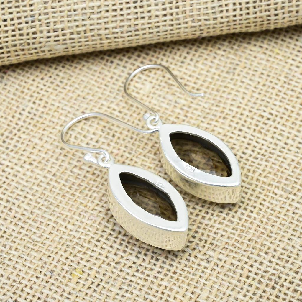 Дымчатый топаз драгоценный камень ручной работы из цельного серебра 925 пробы абсолютно новые серьги ювелирные изделия