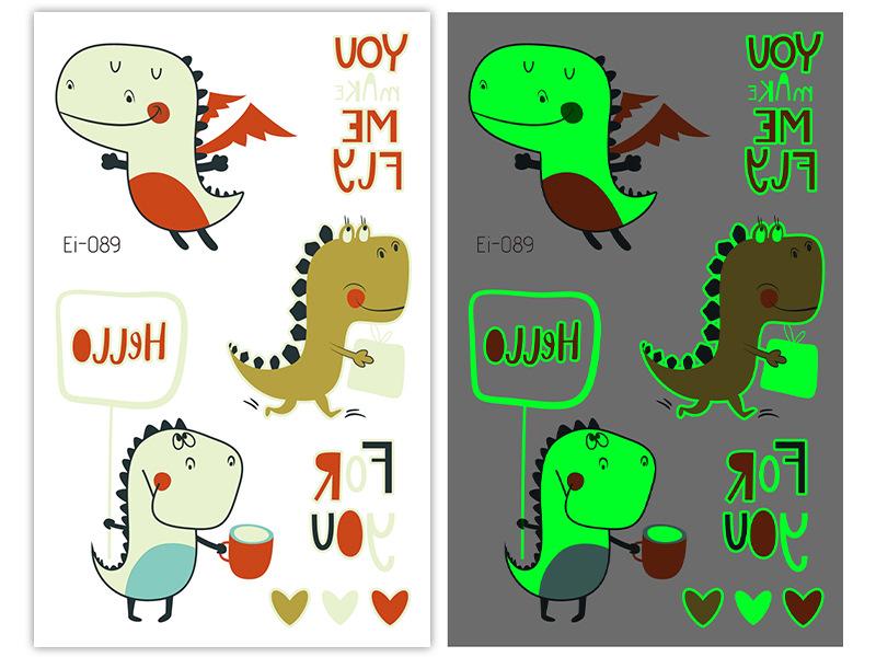 Новые светящиеся наклейки-тату динозавра, детские забавные светящиеся наклейки с героями мультфильмов, наклейки-татуировки