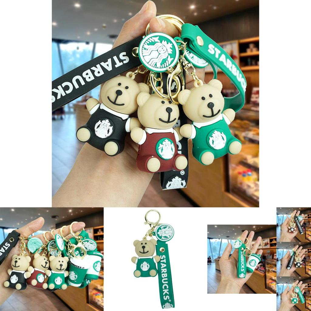 Очаровательный брелок в виде мишки, резиновый материал, милый мультяшный аксессуар для ключей, подвеска для автомобиля