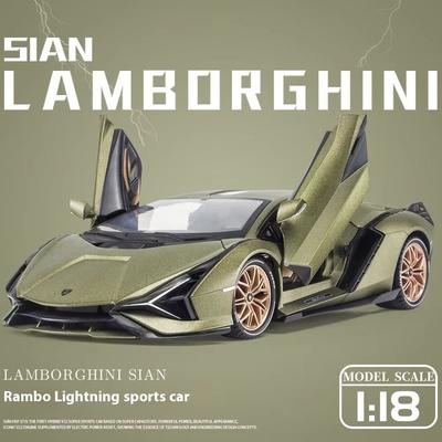 1:18 Lamborghini New Energy Super Sports Car Alloy Литая модель автомобиля со звуком и светом, детская игрушка с функцией инерционного механизма, подарок на день рождения мальчика