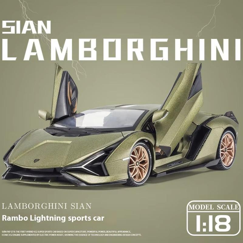 1:18 Lamborghini New Energy Super Sports Car Alloy Die-cast Car Model Sound and Light Series Pull Back Function Children's Toy Boy Birthday Gift