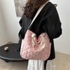 Stylish Large-capacity Embroidery Thread New Simple Diamond Cotton Trendy Crossbody One Shoulder Portable Tote Bag Woman