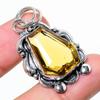 Citrine Gemstone Handmade 925 Sterling Silver Jewelry Pendant 1.81" Y3R47