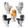 Creative Toilet Cat Figurines Interesting Kawaii Cartoon Cat Squatting On The Toilet Ornament Mini Miniature Desk Decoration