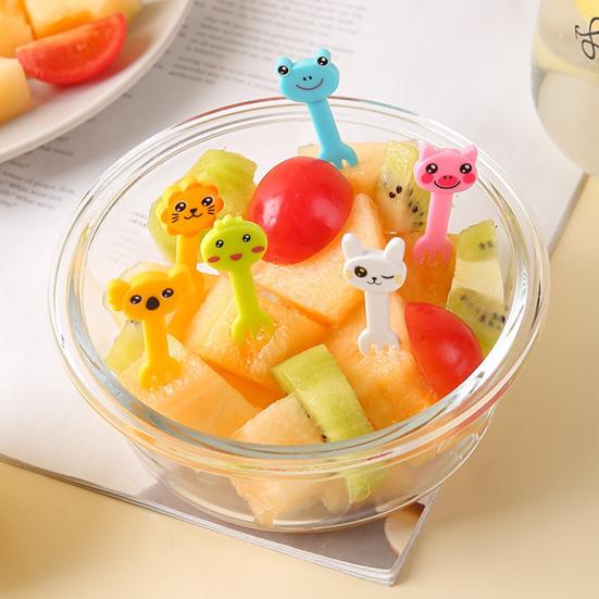 7/10Pcs Fruit Fork Anti-scratch Burr-free Comfortable Grip Non-breakable Non-slip Cute Cartoon Animal Shape Bento Stick