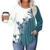 Womens Plus Size Tops Long Sleeve Shirts Round Neck Flowy Tunic Casual Loose Blouse L-5X