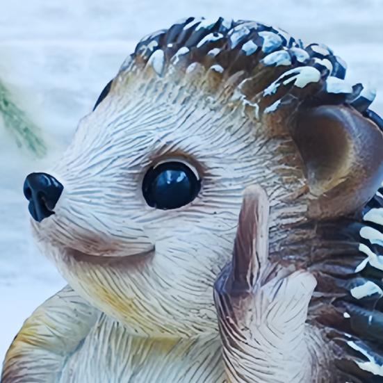 Middle Finger Hedgehog Statue Simulated Hedgehog Resin Figurine Animal Sculpture
