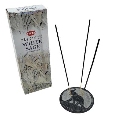 Благовония HEM White Sage с подставкой для благовоний из камня слона