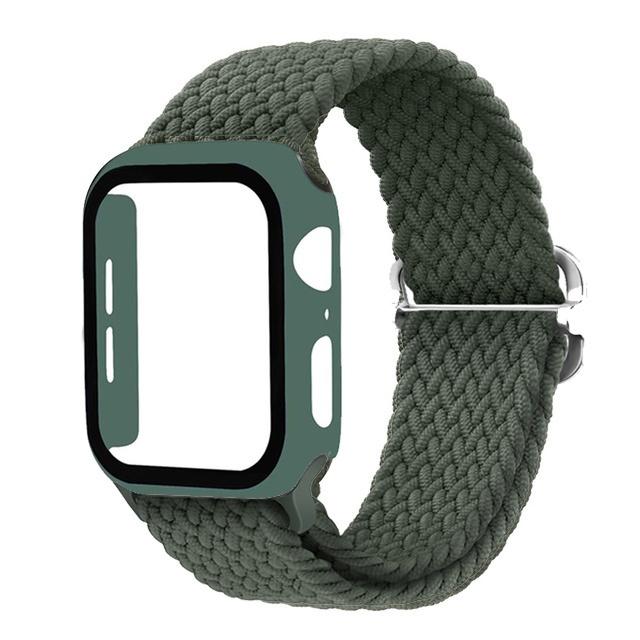 Стеклянный корпус плетеный ремешок Solo Loop для Apple Watch 45/44 41 40 мм 42 мм 38 мм эластичный браслет для Iwatch Series 8 Se 7 6 5 4 3