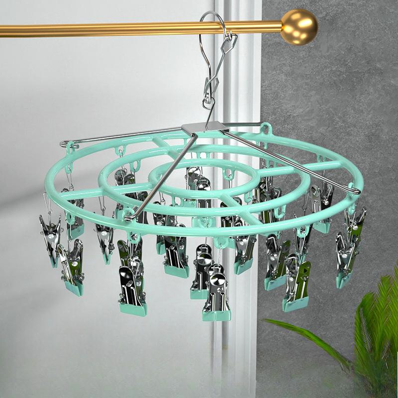 Сушильная стойка для одежды, нержавеющая сталь, вешалка для белья, прочный круглый поворотный ветрозащитный крючок, вешалка для нижнего белья, полотенце, бюстгальтеры, носки, нижнее белье