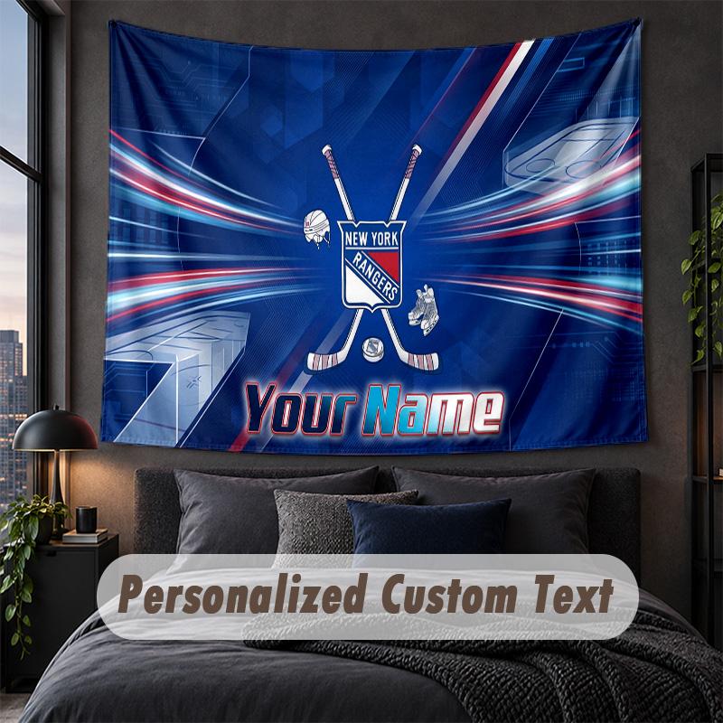Custom Name Text Tapestry,New York Rangers Decorative Wall Hanging, Background Tapestry For Home Bedroom