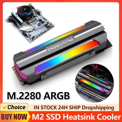 Радиатор для твердотельного накопителя M.2 SSD, охладитель из алюминиевого сплава, ARGB, радиатор для твердотельного жесткого диска M.2 2280 NVME, охлаждающий корпус