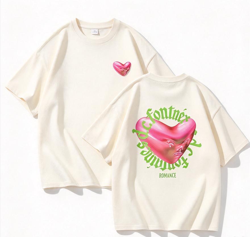 Fontaines Dc T Shirt Unisex Oversized Cotton Tee Fontaines Dc Front Back Print Rock Heart Graphic Short Sleeve Tshirt Y2k Tops