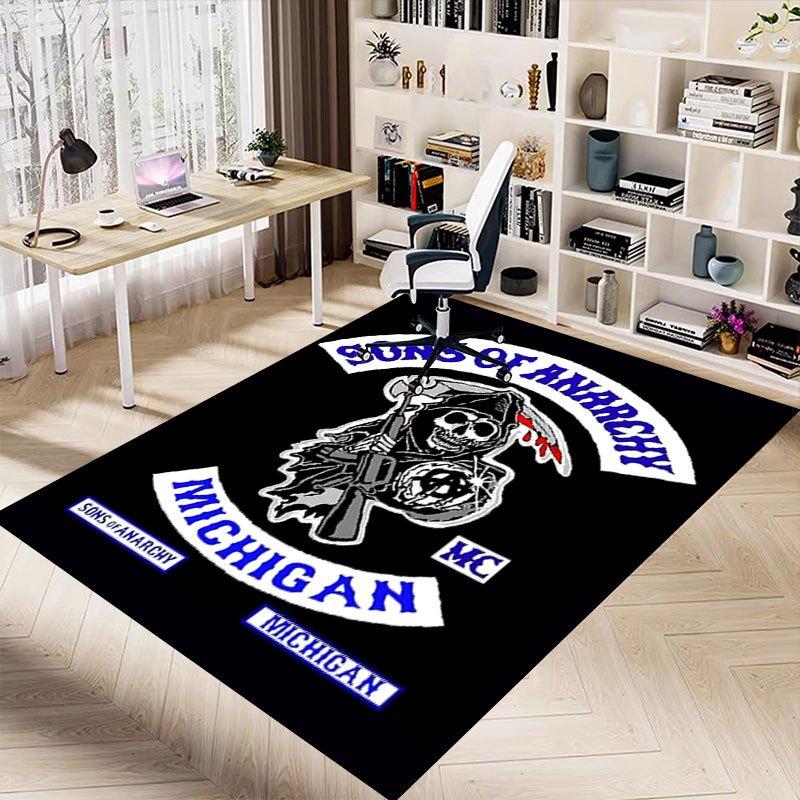 1pc Sons of Anarchy themed Office Carpet Chair Mats - durable polyester rug for home theater, office, dorm room decor - tA33