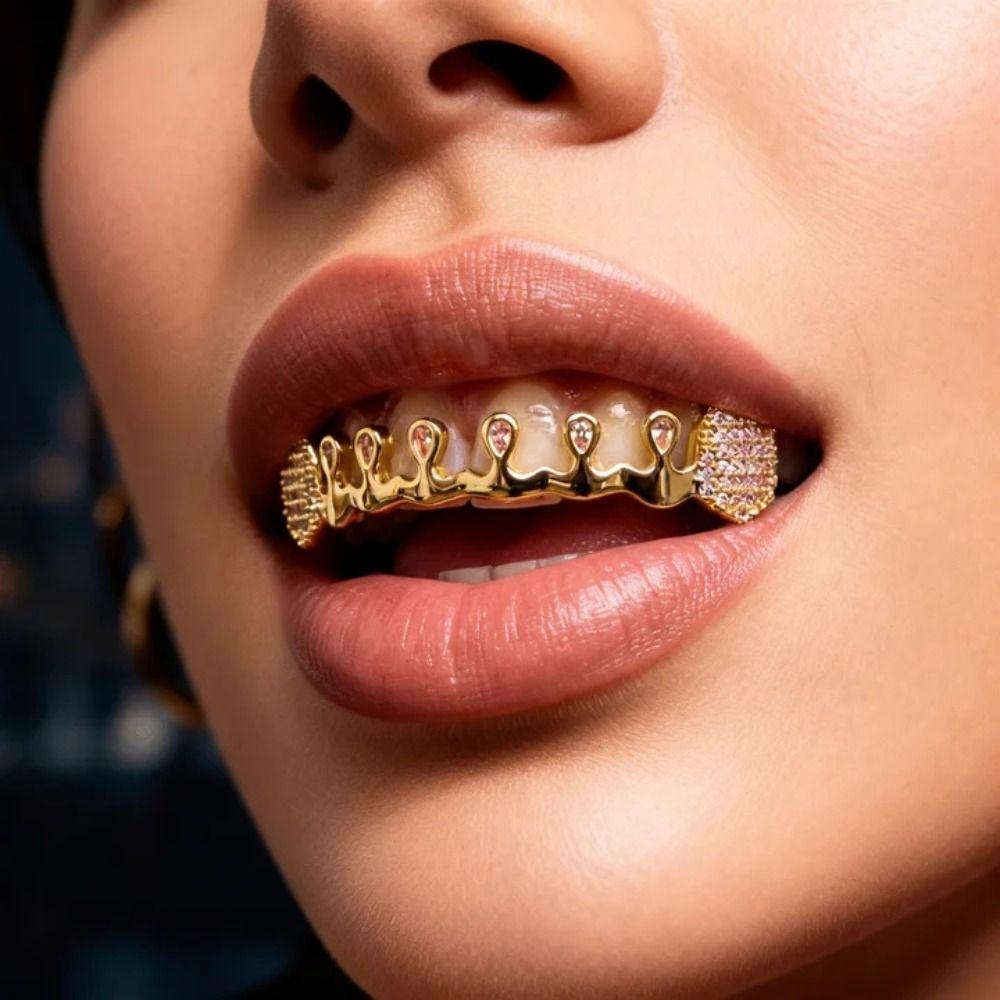 Punk Rhinestone Tooth Caps Removable Charm Teeth Grillz Gift Men Women Jewelry Party Cosplay