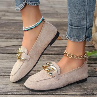 Модная женская обувь 2024 года, брендовые лоферы, женские туфли на плоской подошве, модные металлические украшения для офиса и карьеры, горячая распродажа, туфли на плоской подошве с круглым носком и низким каблуком