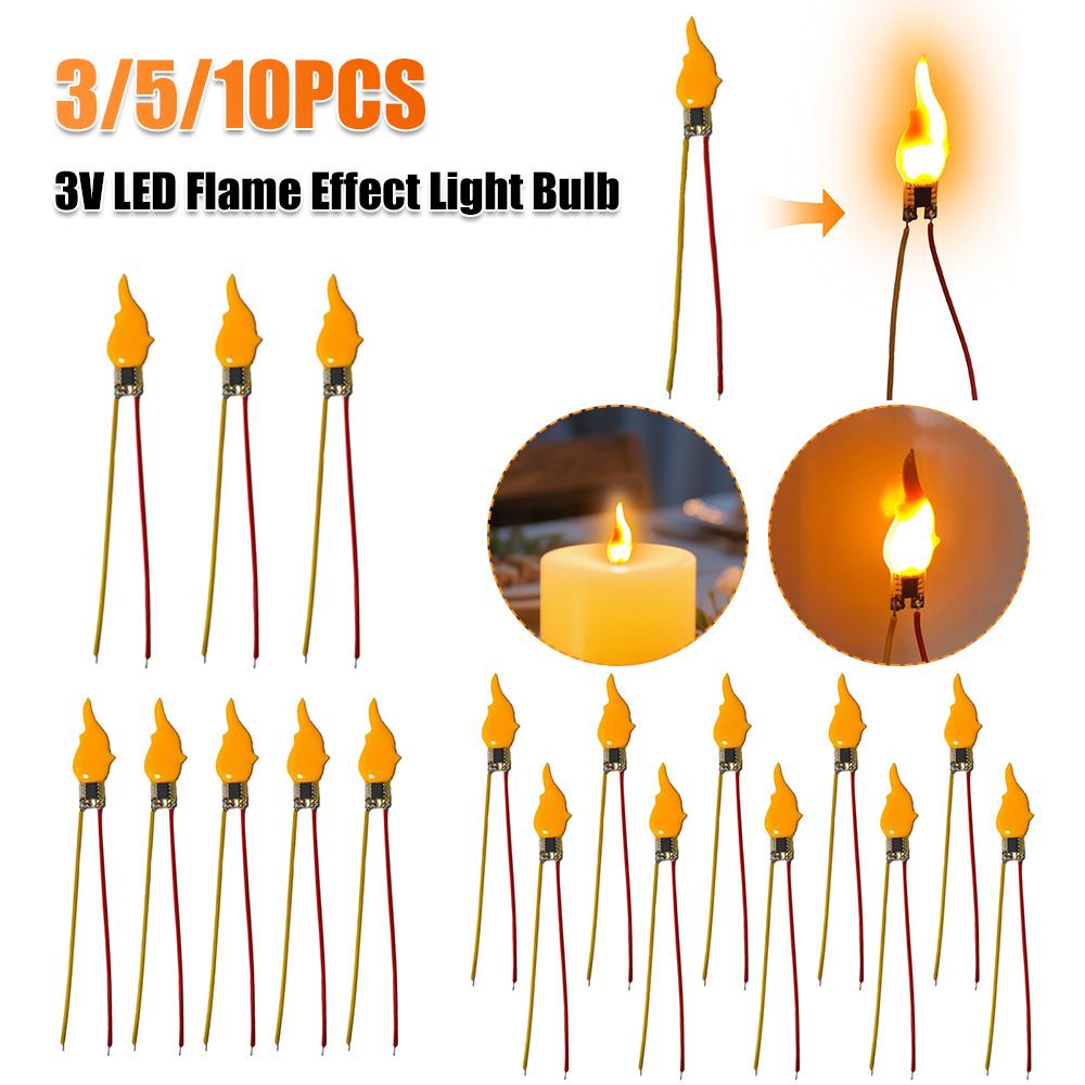 DC3V 2200K Diode Warm White Light for Candle Lamp Barn Lantern Twinkle Lights LED Flame Effect Light Bulb Flash Candles 5/10PCS