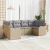 VidaXL 6-Piece Garden Sofa Set with Beige Cushions Rattan Polyester 3345840