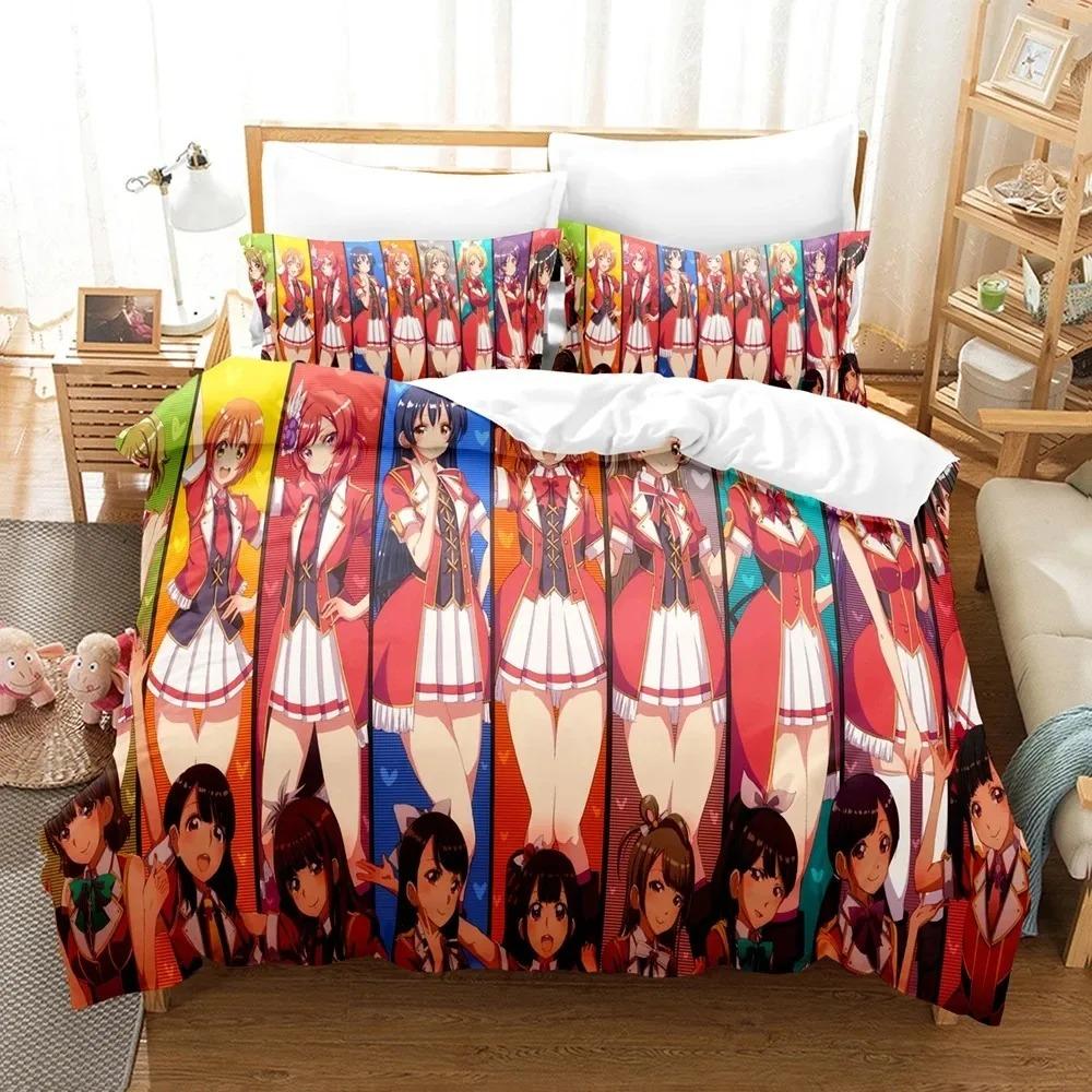 Аниме Love Live! Фестиваль школьных идолов Постельный комплект для мальчиков и девочек Полуторный Размер Королевы Пододеяльник Наволочка Кровать Мальчики Взрослые