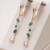 Personality Design Green White Zircon Geometric Dangle Earrings Vintage Party Women's Fashion Jewelry