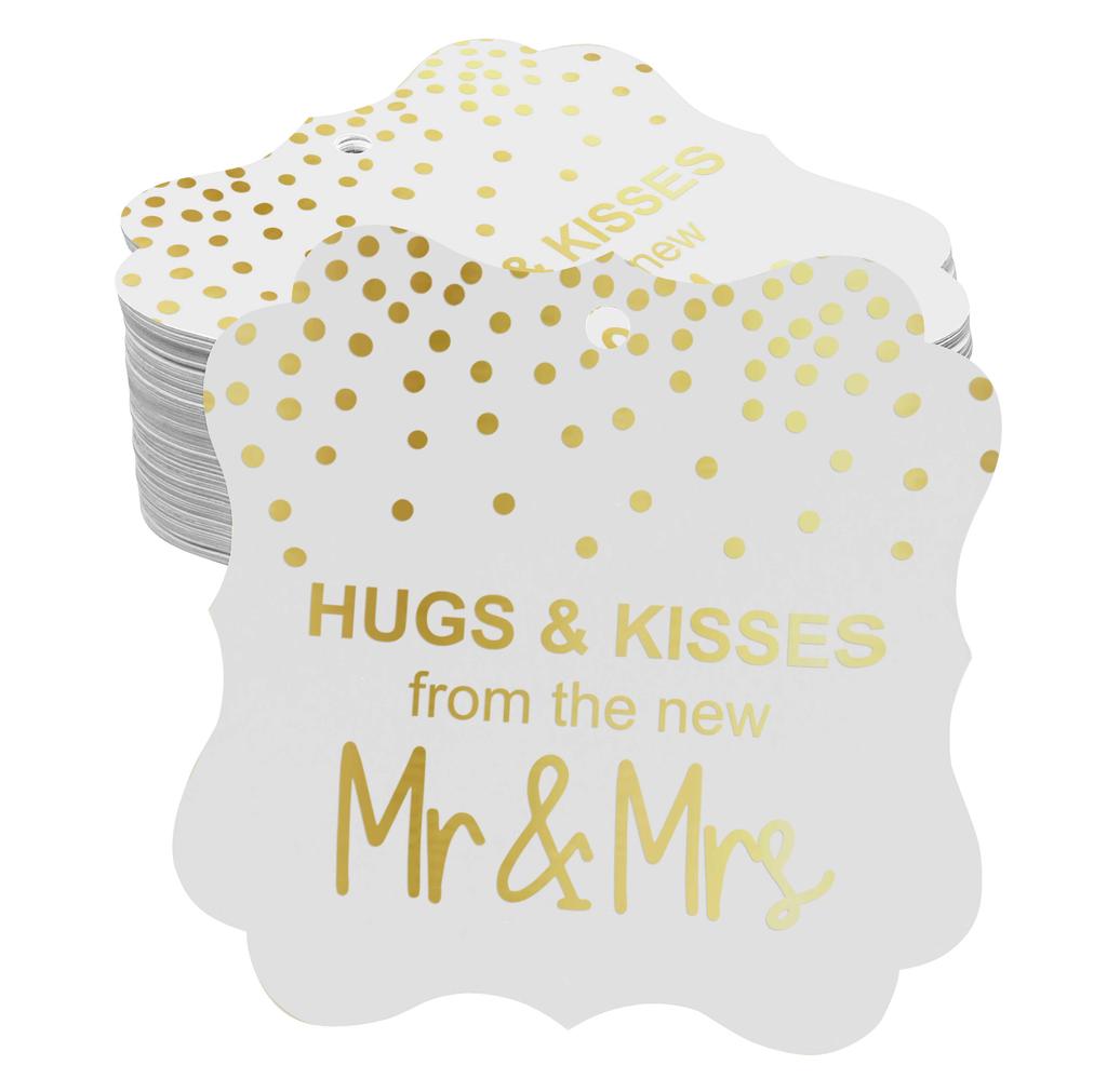 Inkdotpot Бирки для поцелуев и объятий с новой свадебной сувенирной скобой в форме подарочных бирок из настоящей золотой фольги для бонбоньерок