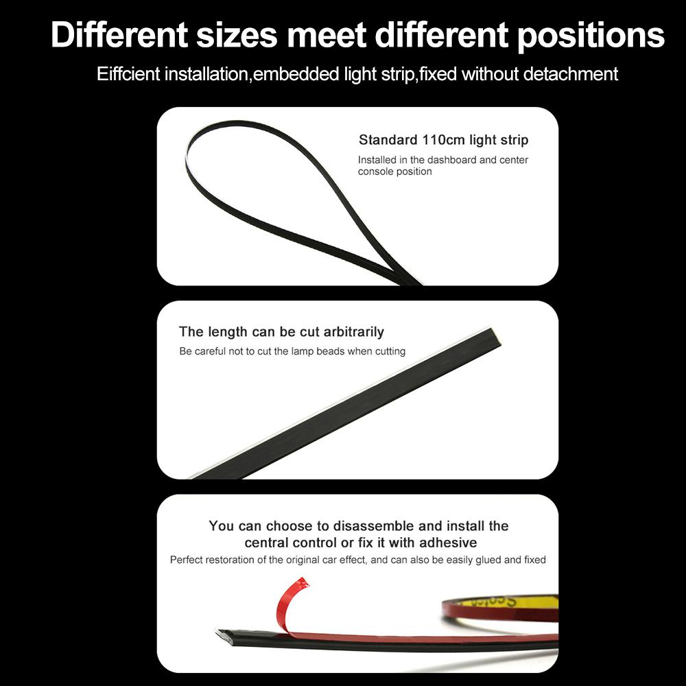 110 СМ Автомобильная RGB Светодиодная Полоса Неонового Света Приложение Управление Музыкой Ритм Датчик Лампы с Дистанционным Окружающим Освещением Автомобиля Интерьер Авто Украшения Атмосфера Лампа