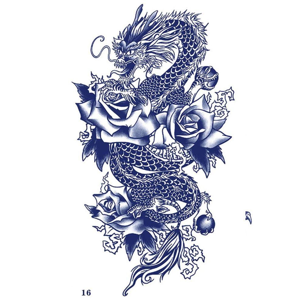 Водостойкие чернила драконьего сока, тату, картонная коробка, дракон, дракон, Hombre, искусство, поддельные татуировки для женщин