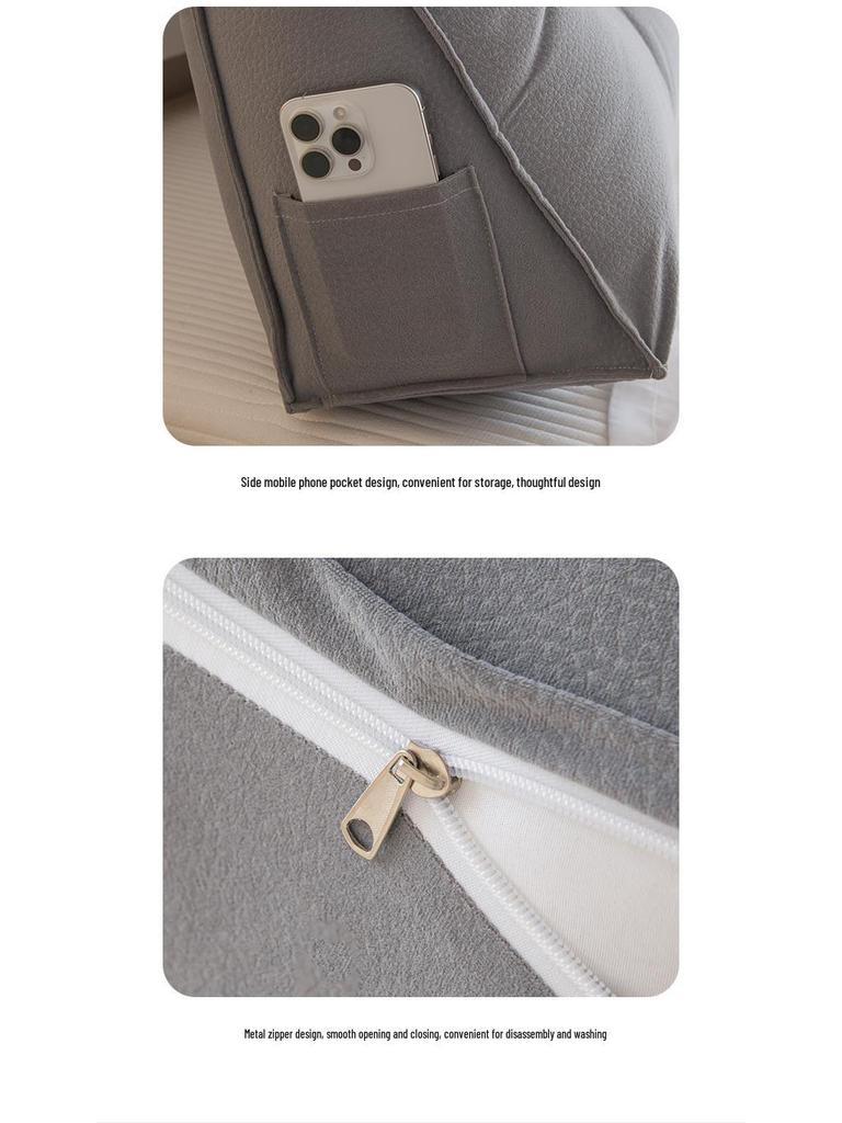 Removable & Washable Leather Velvet Triangle Headboard Cushion Pillow with Soft Lumbar Backrest for Sofa and Dormitory