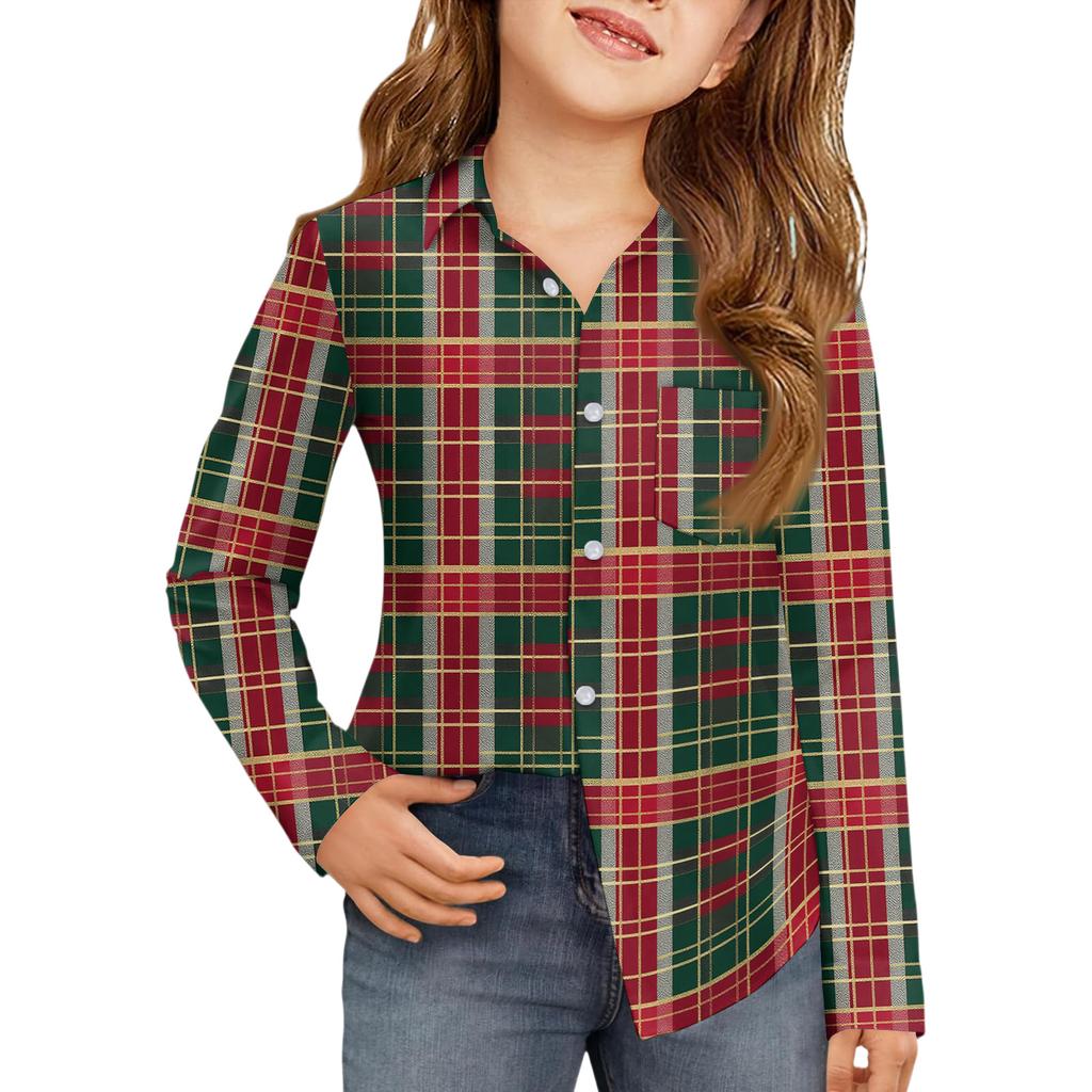 Girls' Button-Down Shirt - Long Sleeve Blouse