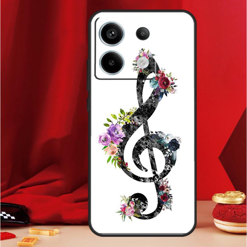 Чехол-пенал с нотным знаком скрипичного ключа для Xiaomi Redmi Note 13 Pro 12 11 9 10 Pro 12S 11S 10S 9S Redmi 12 10C 12C 13C