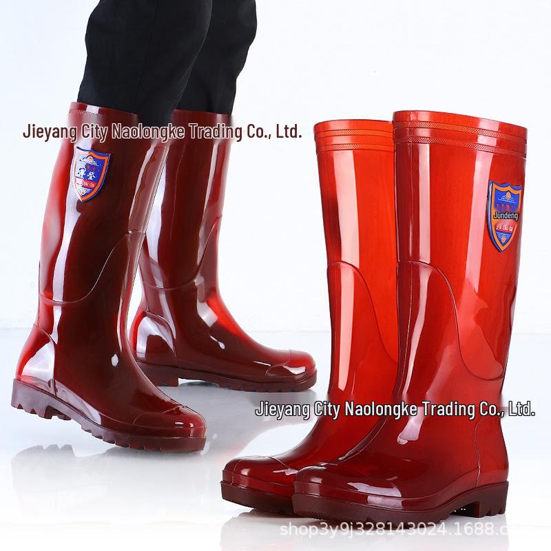 Мужские высокие резиновые дождевые ботинки песочного цвета, быстросохнущие - Водонепроницаемые, Нескользящие, Без сетки