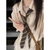 Fashion Stripe Shirt Elegant Women Blouses Long Sleeved Gift Tie Oversized Tops for Women Summer Blouse Vintage